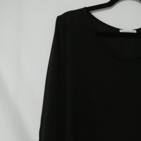 CHICSOUL | 2XL - 2X | Made In The USA | Elegant Sheer Black Dress | Tied Sleeves - Picture 2 of 16